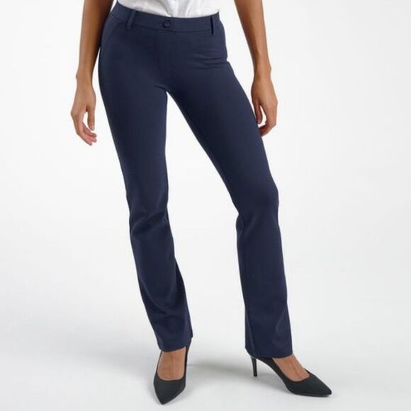 Betabrand Dress Pants Straight Leg Yoga Pants Navy W0076-SF Size Medium Petite - Picture 1 of 11